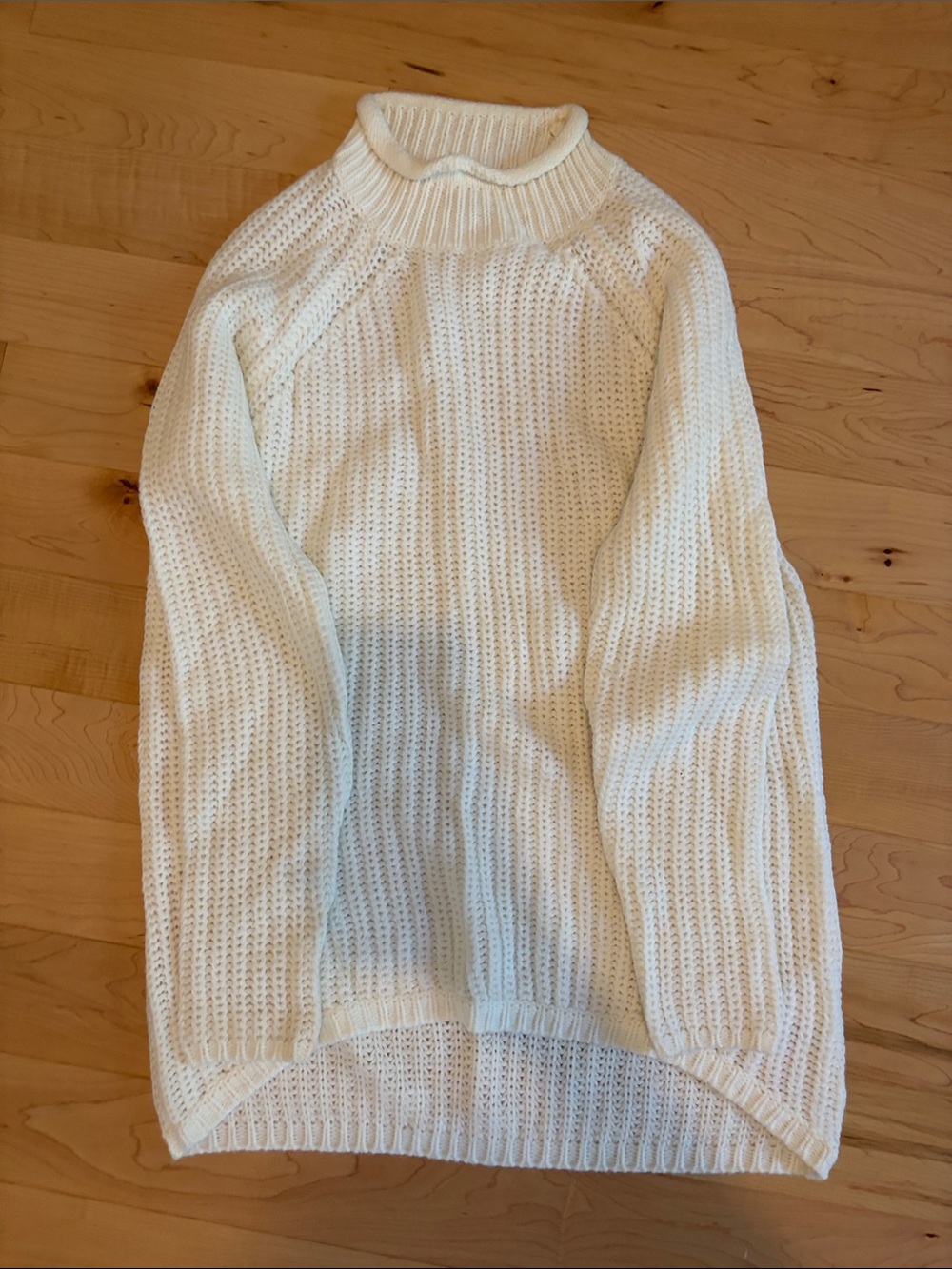 Women's Cream Rib Knit Mock Neck Sweater
